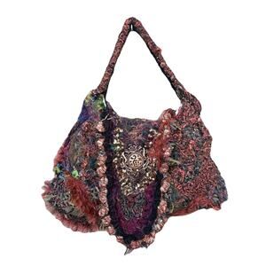 Ziba VTG Purse Textile Y2K Silk Textured Bohemian Shoulder Bag Boho